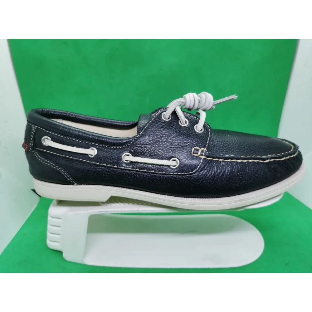 Rare Cole Haan Men's Size 10.5M Navy Blue Leather Causal Slip On Boat Shoes